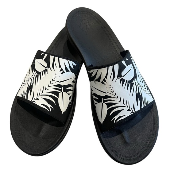 OluKai Slides Women’s Size 11 Black White Punua 'Olu Slip On Sandals Summer - Picture 13 of 13
